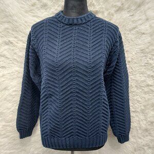 L.L.Bean Men's Navy Blue 100% Cotton Cable Knit Sweater Size S